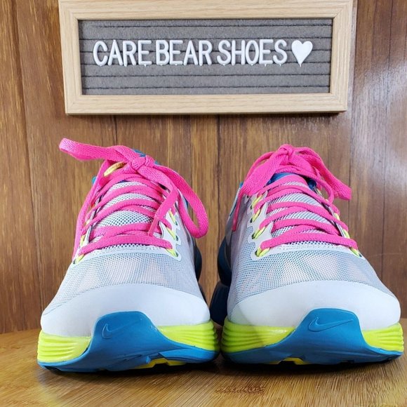 Nike Lunarglide 6 GS SZ 7Y White Pink Blue 654156 100 - Picture 3 of 6